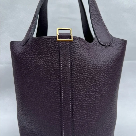 Hermes Plum Leather Picotin Tote with Gold Hardware - Picture 9 of 14